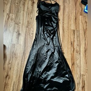 Elegant Black Satin Evening Gown